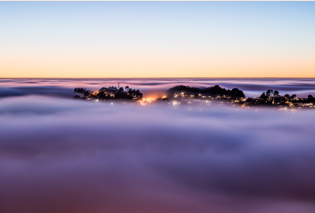 fog during sunrise in the Bay Area
